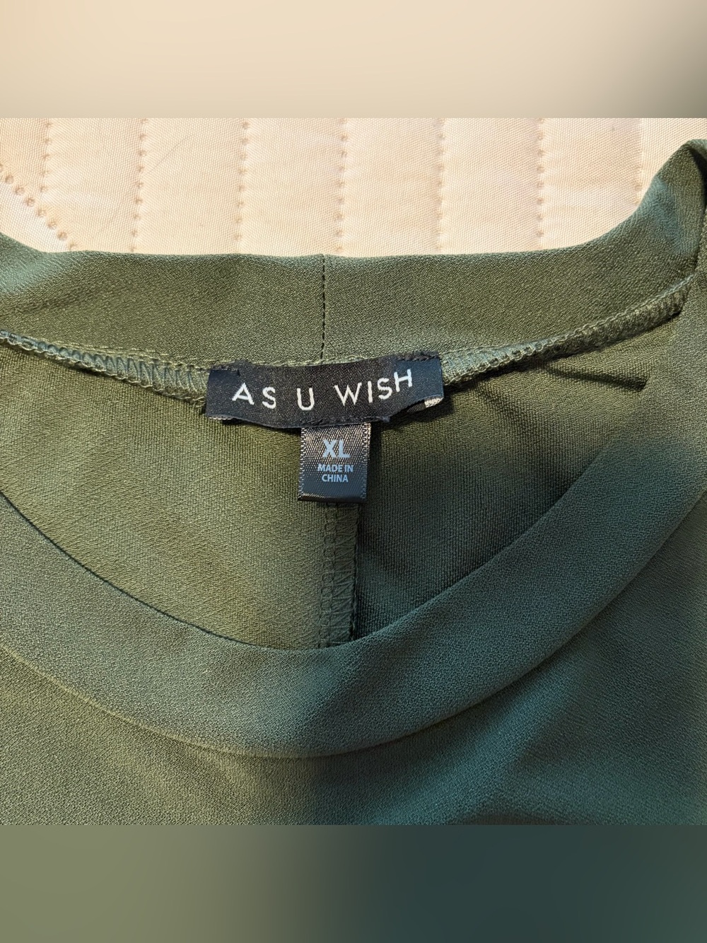 As U Wish- Olive Green Long Sleeve Shift Dress - Brand: - Picture 4 of 10